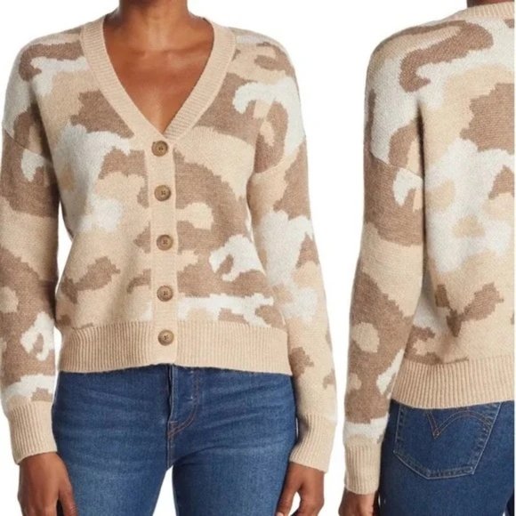 Lucky Brand Camo Cardigan Sweater XL - Picture 2 of 10